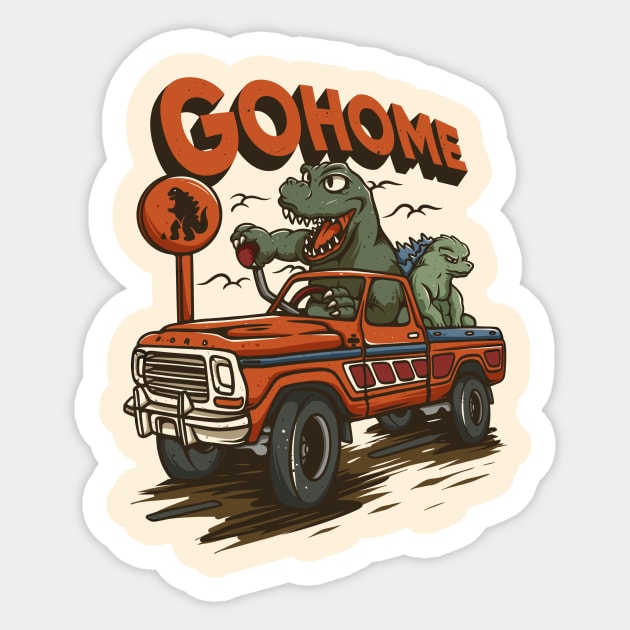 Riding Godzilla Sticker by footmark studio